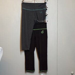 2 Green Apple Gray and Black Capris